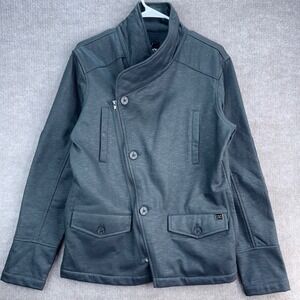Kane & Unke Mens Asymmetrical Zip Military Moto Utility Jacket Charcoal Gray M